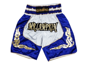 Custom Boxing Shorts : KNBXCUST-2043-White-Blue